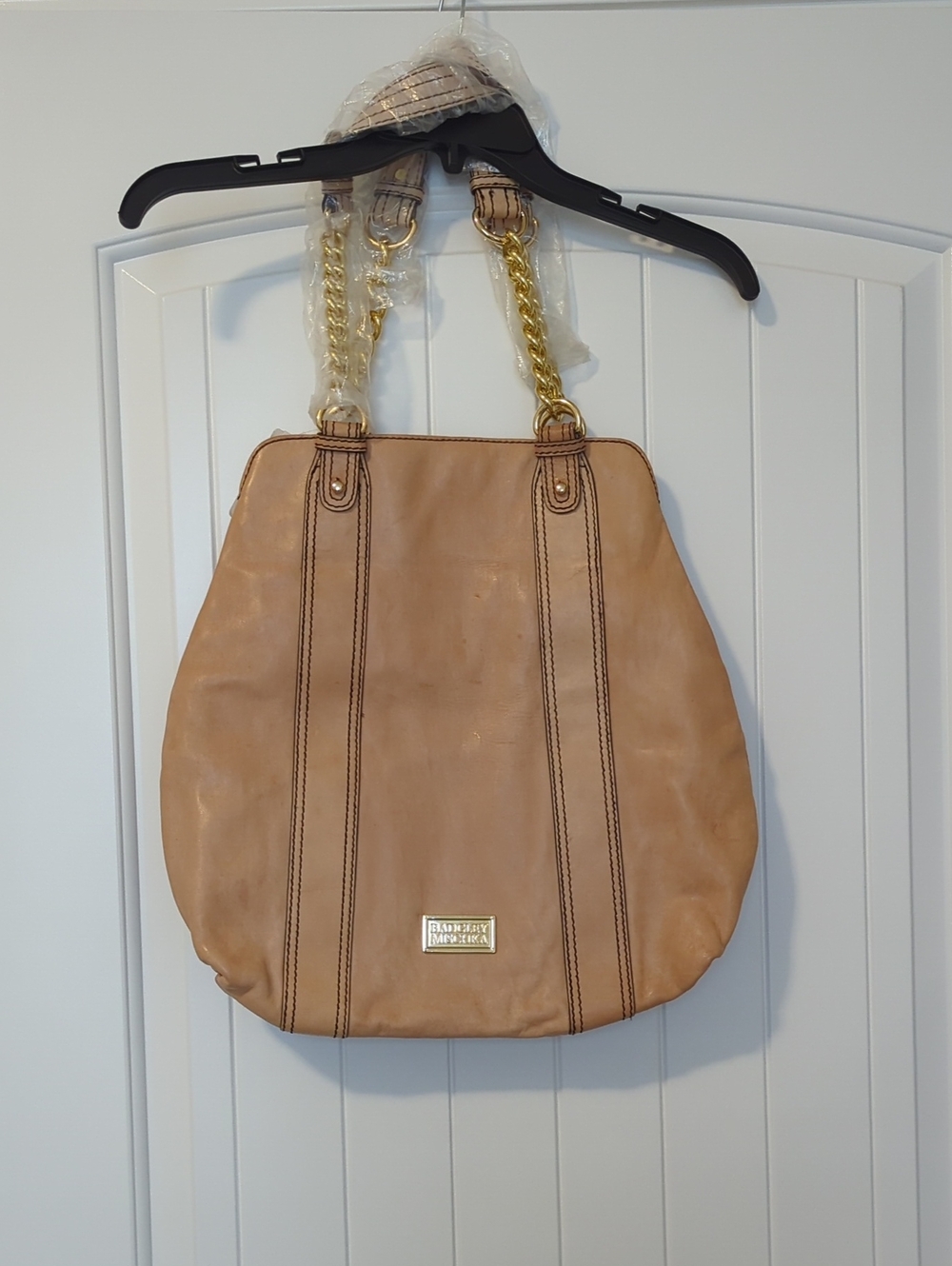 PROJECT BAG Badgley Mischka Tan Leather Chain-Handle Shoulder Bag